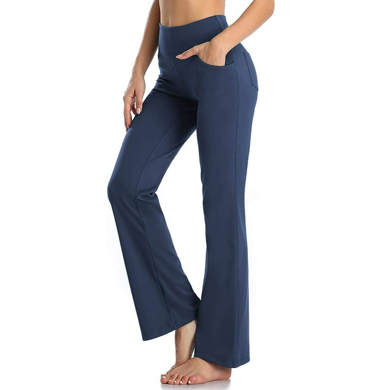YWDJ Yoga Pants Pure Color High Waist Pocket Sports Fitness Yoga Wide Leg  PantsBlackS