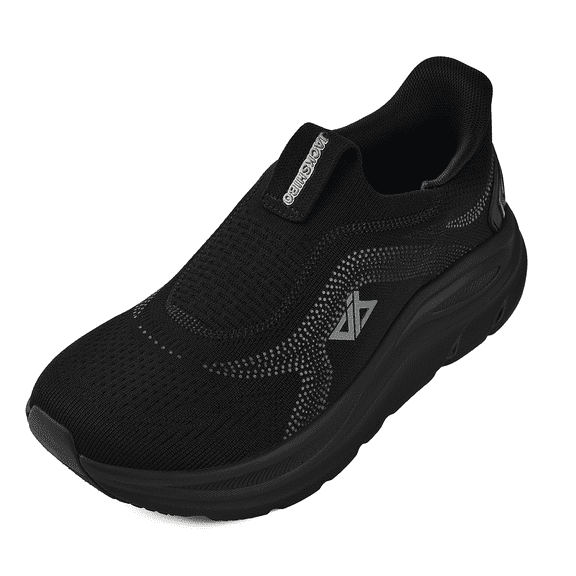 Women’s Slip On Walking Shoes – Lightweight Breathable Knit Sneakers with Thick Cushion Sole, Non Slip Athletic Casual Shoes for Daily Walking Gym Travel