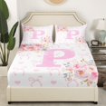 thumbnail image 2 of Erosebridal Ensemble de Draps-Housse Initiale A-Z Rêveur Simple, Literie Lettre Initiale P Taille Simple, Décor Rose 2 Pcs, 2 of 6