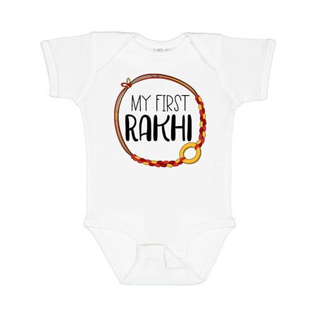

Inktastic My 1st Rakhi Bracelet Raksha Bandhan Red and Gold Bracelet Gift Baby Boy or Baby Girl Bodysuit