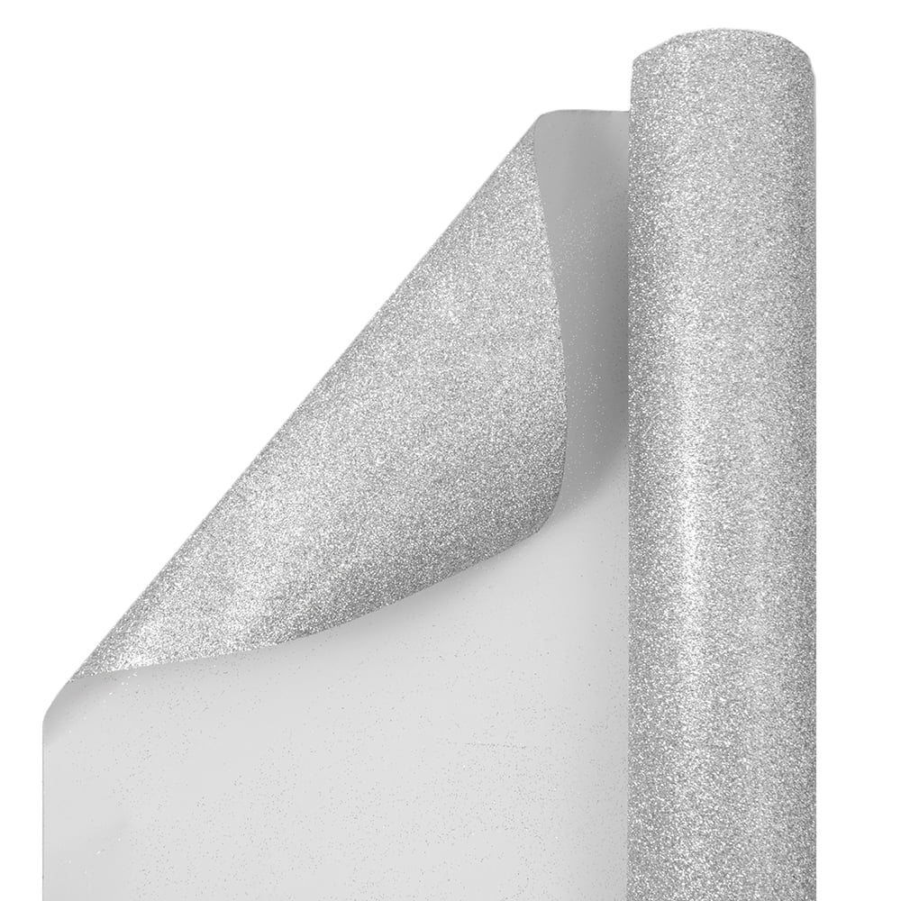 JAM Wrapping Paper, 25 Sq Ft, 1/Pack, Silver Glitter Gift Wrap