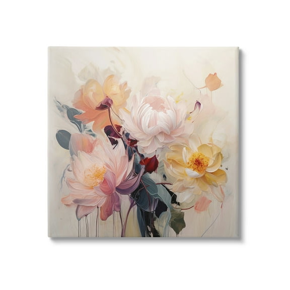 Stupell Industries Elegant Blooming Dahlias Botanical & Floral Painting Gallery Wrapped Canvas Art Print Wall Art, 17 x 17