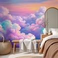 thumbnail image 6 of Enchanted Forest Wallpaper Dreamy Pastel Sky Soft Clouds Rainbow Hues Peel and Stick Wall Murals 69"H x 96"W Removable PVC Wall Paper Self-Adhesive Wall Paintings for Bedroom Living Room, 6 of 7