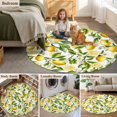 thumbnail image 6 of Round Area Rug 8Ft, Lemon Yellow Non-slip Area Rugs Carpet for Living Room/Bedroom/Bathroom/Kitchen, Country Watercolor Floral Leaf Green White Throw Floor Mat Indoor Outdoor Entrance Doormat, 6 of 9
