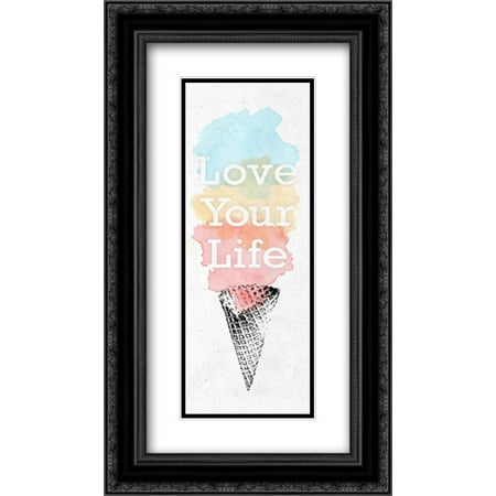 Cone Matte - Watercolor Cone II 2x Matted 14x24 Black Ornate Framed Art Print by SD Graphics Studio