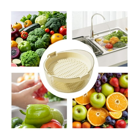 

Clearance Items！Three Layer Fruit and Vegetable Filter Basket Large Capacity Transparent Washing Basket