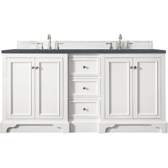 James Martin Vanities 825-V72-3Csp De Soto 72" Double Basin Birch Wood Vanity Set - White