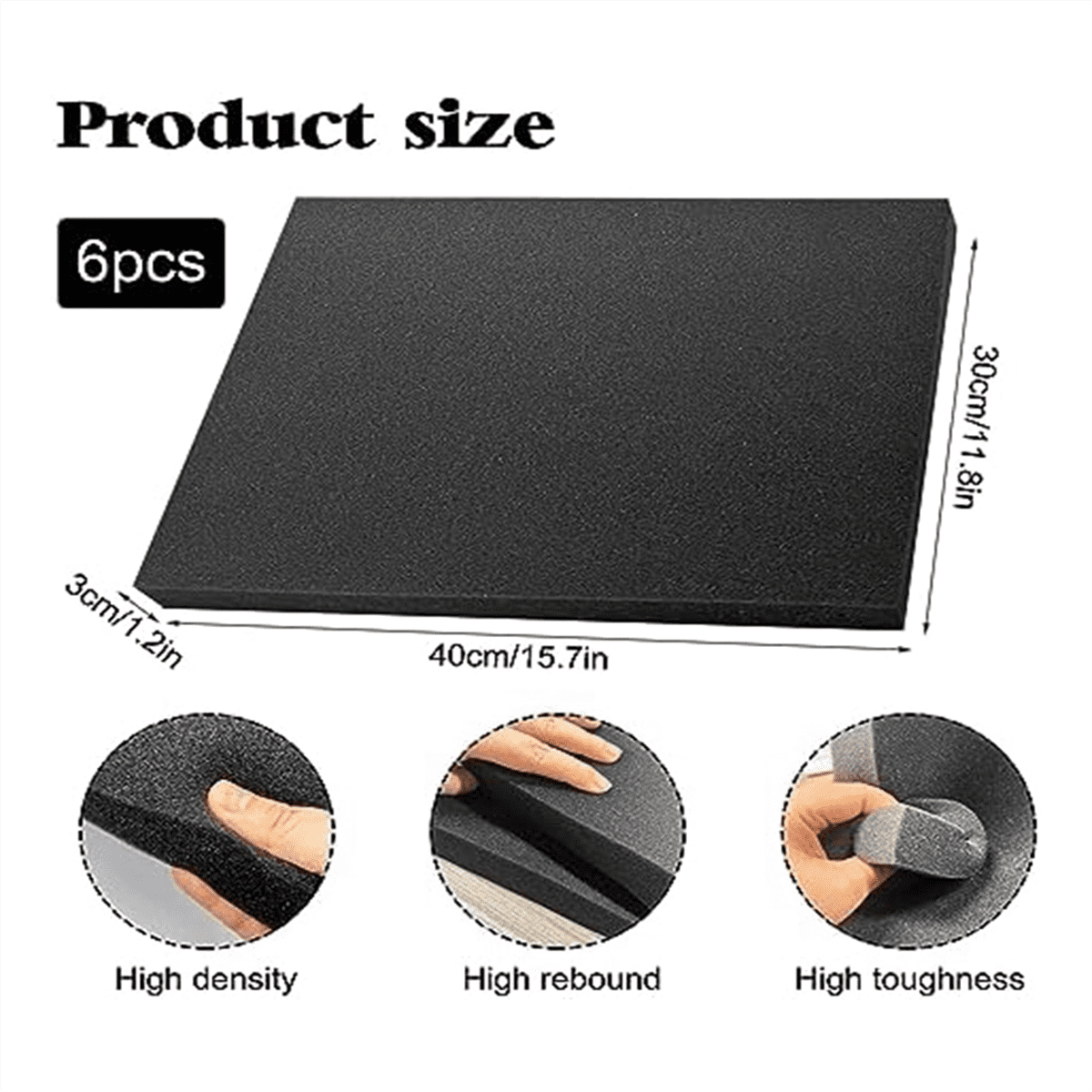6 PCS Polyurethane Foam Sheets Foam Pads for Case Packaging Toolbox Cuttable Crafts Foam Pads, 40X30X3cm
