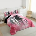 thumbnail image 4 of Feelyou 3D Couple Horse Bedding Comforter Set for Kids, Kawaii Rustic Animal Twin Comforter Sets, Pink Watercolor Reversible Bedding Set, Luxury Bedroom Decor, 2-Piece, 4 of 9