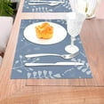 thumbnail image 5 of ZNDUO Placemats, 1 PCS Heat Resistant Stain Resistant Woven PVC Insulation Placemats, Durable Washable Elegant Table Mats for Dining-Blue Plant Flowers, 18"x12", 5 of 6
