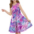 thumbnail image 2 of Girls' Summer Sequin Print Sleeveless Round Neck Dress Mid Size Children's Waist Cinched Children's Dress Vestidos de primavera para chicas, 2 of 7