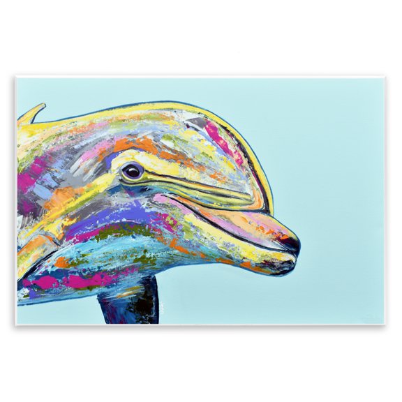 Stupell Industries Coastal Marine Life Dolphin Turquoise Accent Wall Plaque Art, 19 x 13, by Jen Seeley