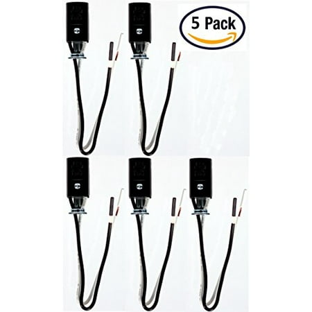 Candelabra Base Socket - Creative Hobbies #SOCKETHW Candelabra Base Lamp Holder Light Socket, Keyless Phenolic, 6 Inch Wire Leads, Wholesale Pack of 5