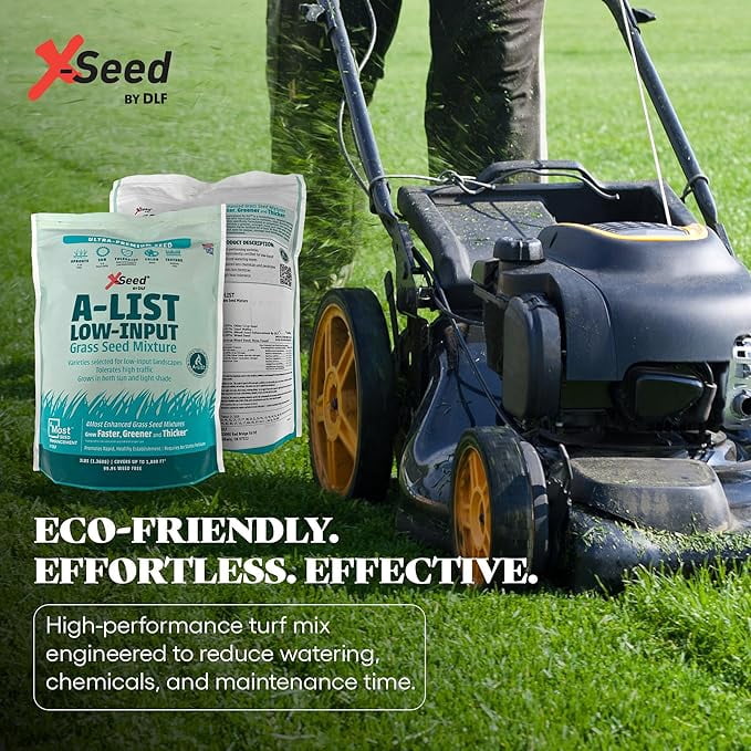 A-List Low Input Mixture Lawn Seed - Premium Grass Seeds for Lawn Repair Over Seeding and Thickening Ideal for Low Maintenance Drought-Resistant Lawn for High Traffic Sun and Light Shade Mix,3Pounds