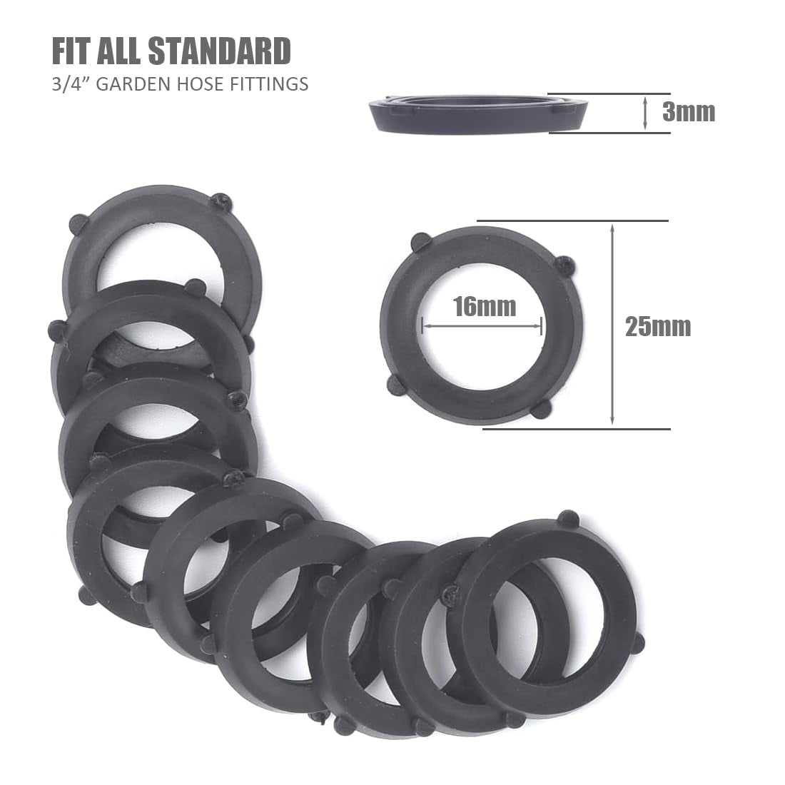 TinyGlam Garden Hose Washers Rubber Washers Seals, Fit All Standard 3/4" Garden Shower Hose and Water Faucet Fittings Hot