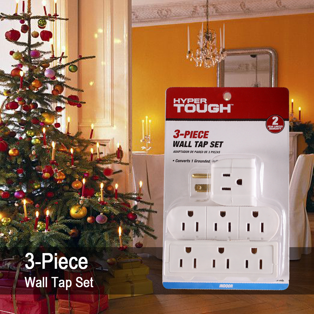 Hyper Tough 3-Pack 3-Outlet White Grounded Adapters, 15 Amps - image 4 of 8