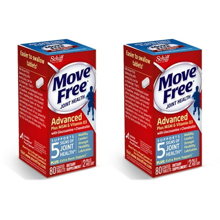 (2 pack) Move Free Advanced Plus MSM and Vitamin D3, 80 count - Joint Health Supplement with Glucosamine and (Best Vitamin Supplement For Eye Health)