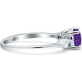 thumbnail image 6 of Three Stone Ring Kite Shape Amethyst Cubic Zirconia White Tone 925 Sterling Silver, Size 9, 6 of 7