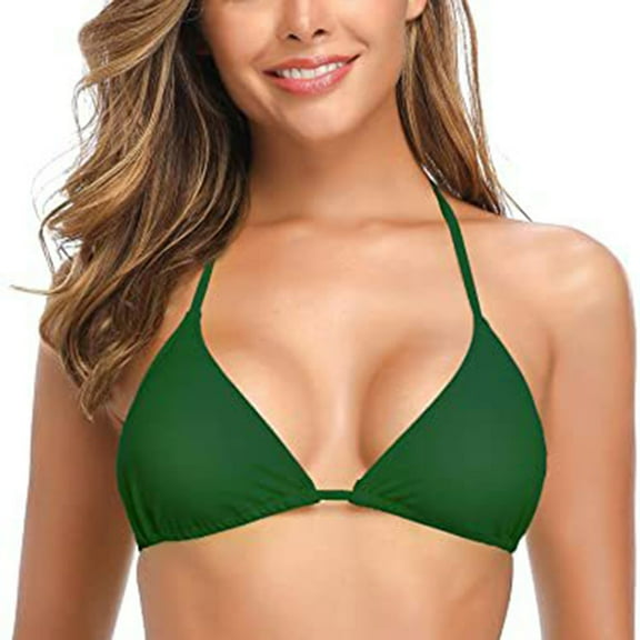 ELFINDEA Swimsuit Women Summer Bikini Push Up Padded V-Neck Solid Color Basic Bandage Top