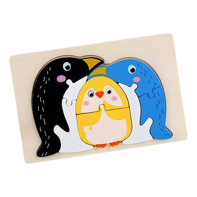 Rompecabezas de madera Educación temprana Reconocimiento de animales Creatividad Imaginación Color Pingüino