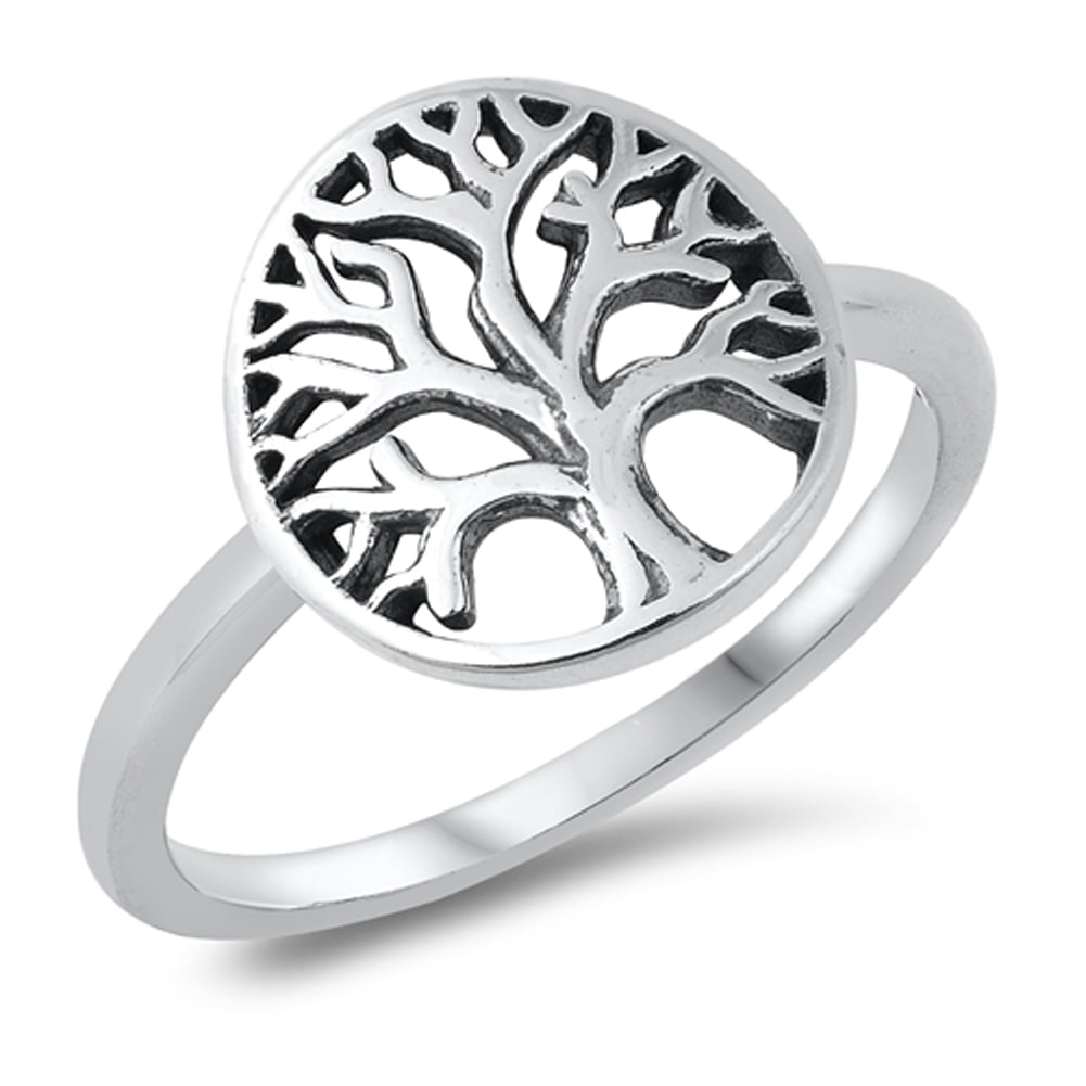 Tree of Life Modern Promise Ring .925 Solid Sterling Silver Band Jewelry Female Male Unisex Size 10