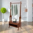 thumbnail image 4 of 2-in-1 Garment Rack Bamboo Clothes Rack Closet Hanger Organizer with 4 Hooks, 4 of 8