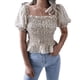 thumbnail image 2 of Top con cuello cuadrado,Top con cuello cuadrado, Top con mangas abullonadas, Blusa de verano, Rendimiento inigualable, 2 of 6