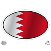 Bahrain Flag Oval - 3" Vinyl Sticker - For Car Laptop I-Pad Phone Helmet Hard Hat - Waterproof Decal