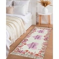thumbnail image 3 of Area Rug with Tassels 2' x 5', Mother's Day Pink Red Floral Kitchen Runner Rug for Hallway Bedroom Throw Rugs, Spring Blossom Leaves Soft Door Mat for Bathroom Entrance Living Room, 3 of 9