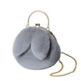 thumbnail image 2 of Bolso bandolera de conejo de peluche para mujer, bolso de pelo con orejas de conejo y clip en la boca, bolso con clip, bolso de peluche con forma de conejo, 2 of 6