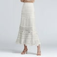 thumbnail image 2 of XIAONU Women's Crochet-Knit Maxi Skirt Elastic-Waist Scalloped Skirt Elegant Airy Summer Party Wear, 2 of 6