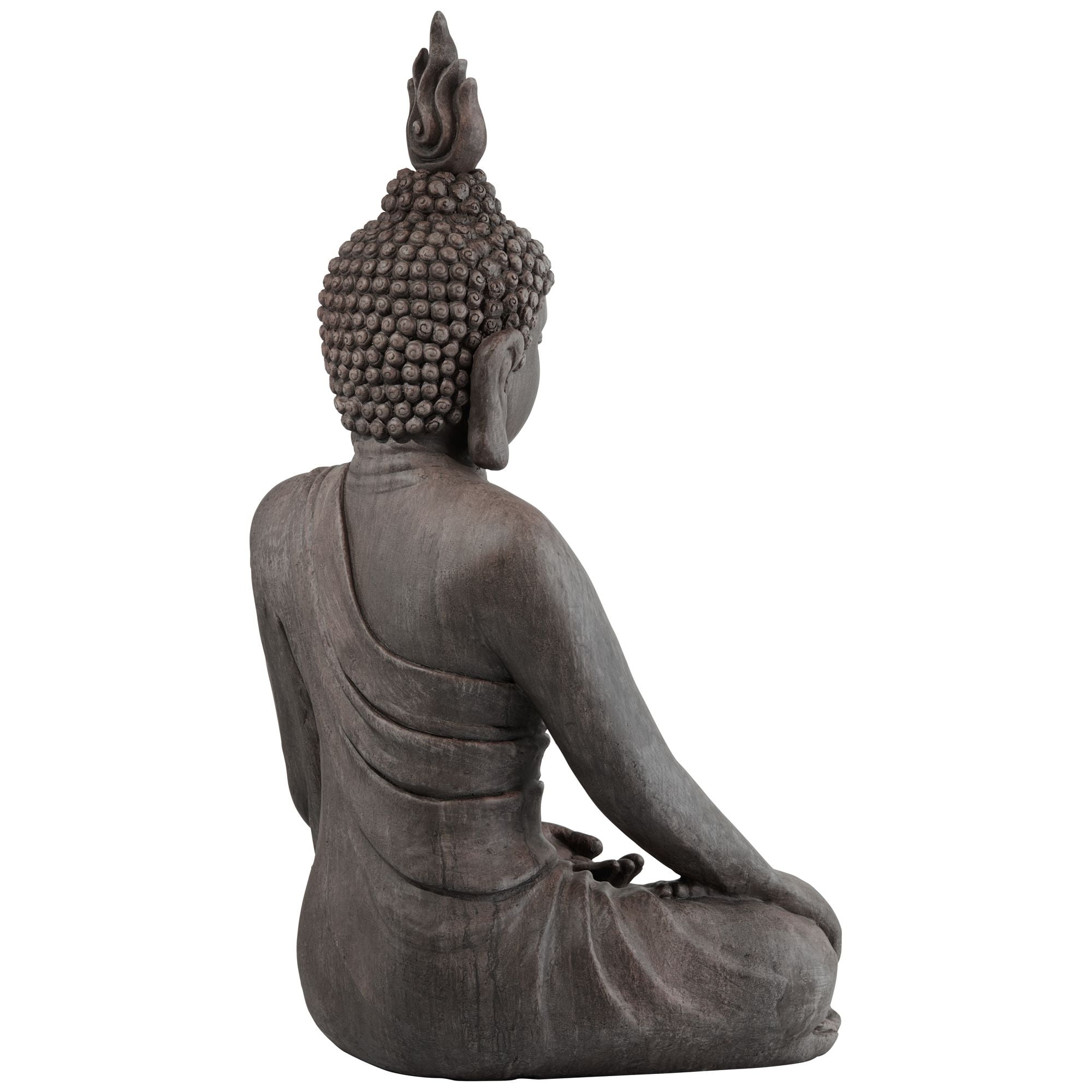 John Timberland Large Sitting Buddha Statue Sculpture Zen Asian Garden Decor Indoor Outdoor Front Porch Stone Gray Finish 42" Tall