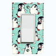 thumbnail image 1 of Metal Light Switch Plate Cover Cute Penguins Ice Skating Teal BRD001, 1 of 13