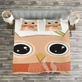 thumbnail image 3 of Ambesonne Owl Quilted Bedspread Set 3 Pcs, Animal Coffee Student, King Size, Cinnamon Sand Brown, 3 of 3