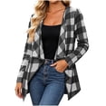 thumbnail image 2 of Mutghys Jacket for Women Plaid Long Sleeve Cardigans Home Daily Warm Comfy Fall Winter Trendy Outerwear S-2XL, 2 of 8