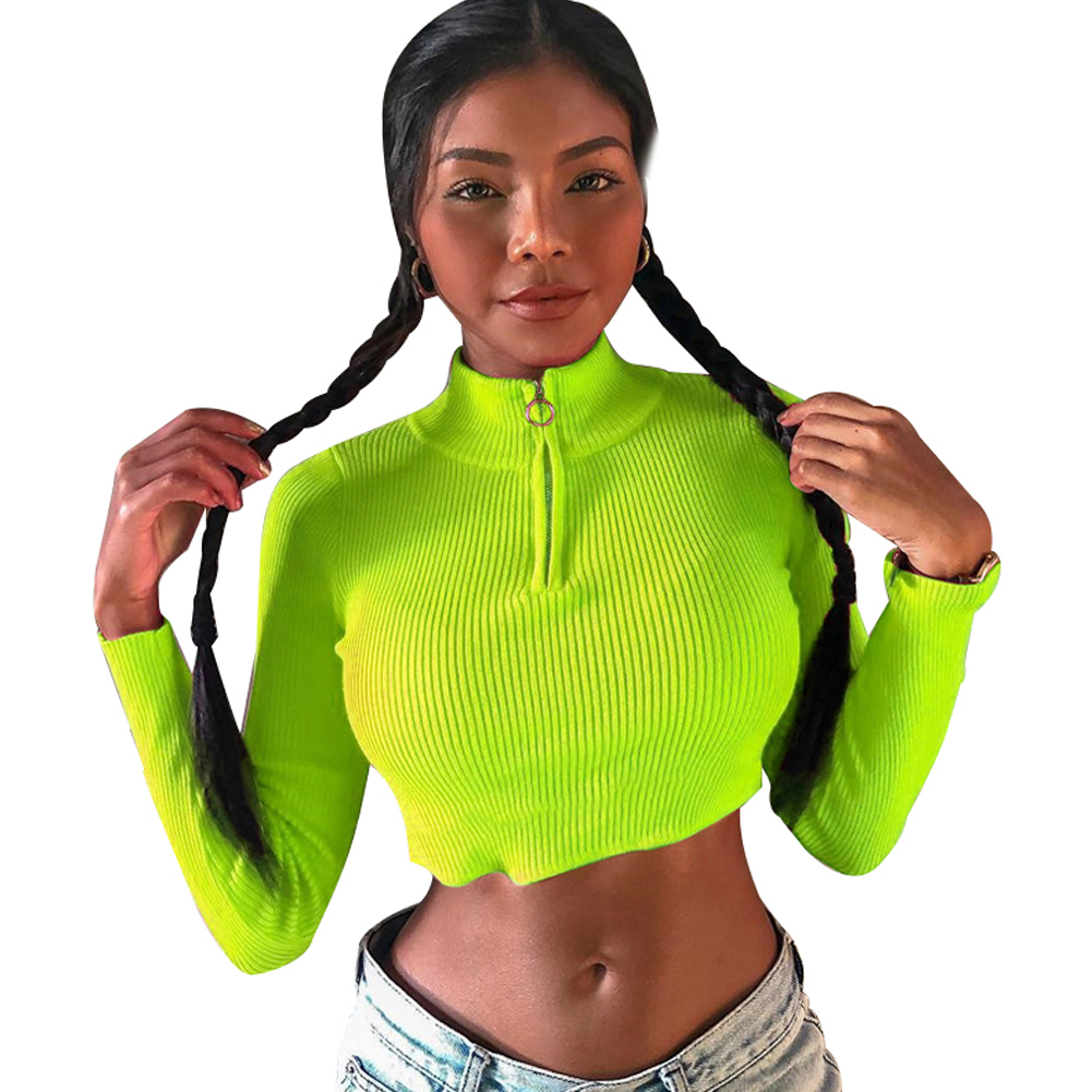 Women Knitted Zipper Sweater Pullover 
