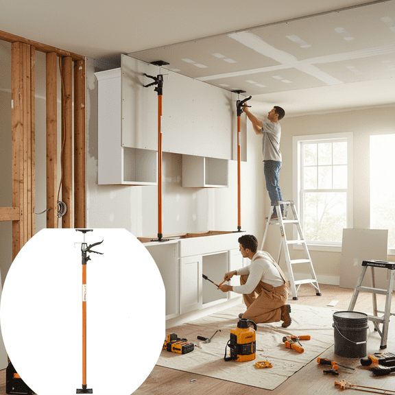 2-Pack Adjustable Support Pole, 45-114 Inch Steel 3rd Hand Tool, Drywall Lifter & Cabinet Jack for Installation, Renovation, Home Improvement, Woodworking, Crown Molding, Includes Carry Bag
