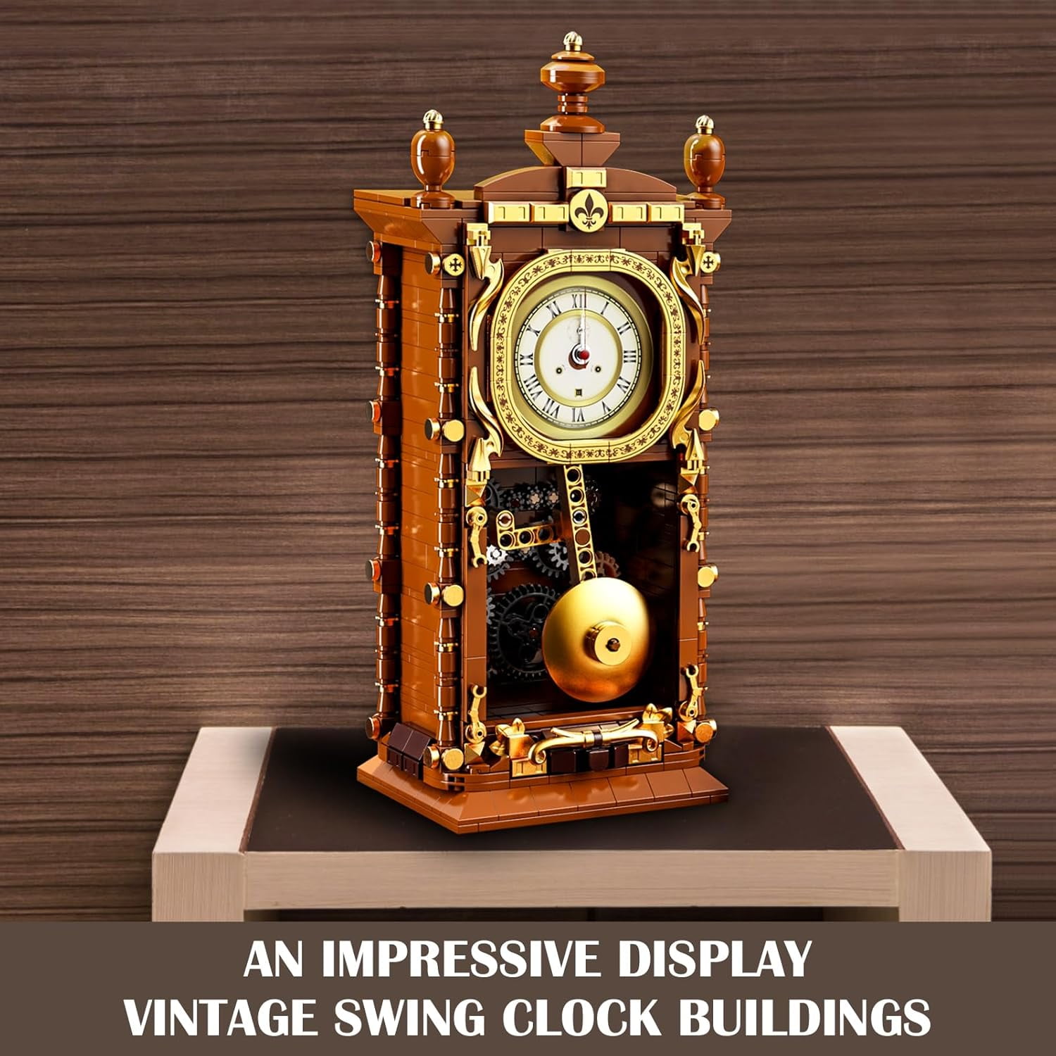 Honchoes Vintage Pendulum Wall Clock Building Set Compatible with Lego for Adults 751 Pcs