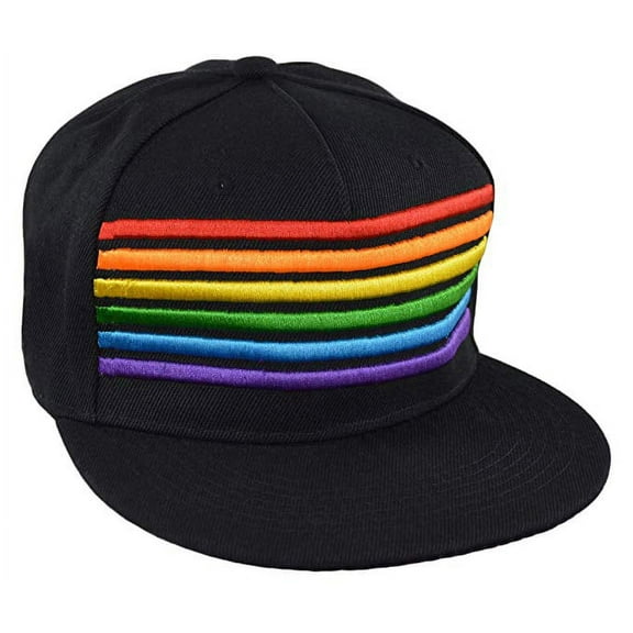 Pride Rainbow Stripes Snapback Hat LGBT Bright Trucker Baseball Cap