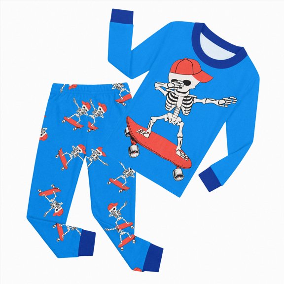 NOLDARES Toddler Girls Skeleton Pajamas Sets Kids Pumpkin Sleepwear Girl Halloween 2 Pcs PJS