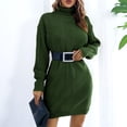 thumbnail image 4 of Wancir Women's 2024 Ribbed Long Sleeve Sweater Dress High Neck Slim Fit Knitted Midi Dress, 4 of 9