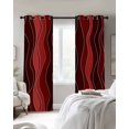 thumbnail image 3 of Red Ombre Blackout Curtains, Light Blocking Print Window Curtains, Abstract Art Moire Ocean Waves Thermal Insulated Window Drapes for Living Room Kitchen Cafe 2 Panels, 84"W x 84"L, 3 of 9