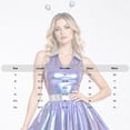 thumbnail image 7 of iiniim Women Alien Cosplay Lapel V Neck Sleeveless A-line Hem Tulle Layers Metallic Dress with Hair Hoop for Role-playing Theme Party Stage Dance Gold 3XL, 7 of 7