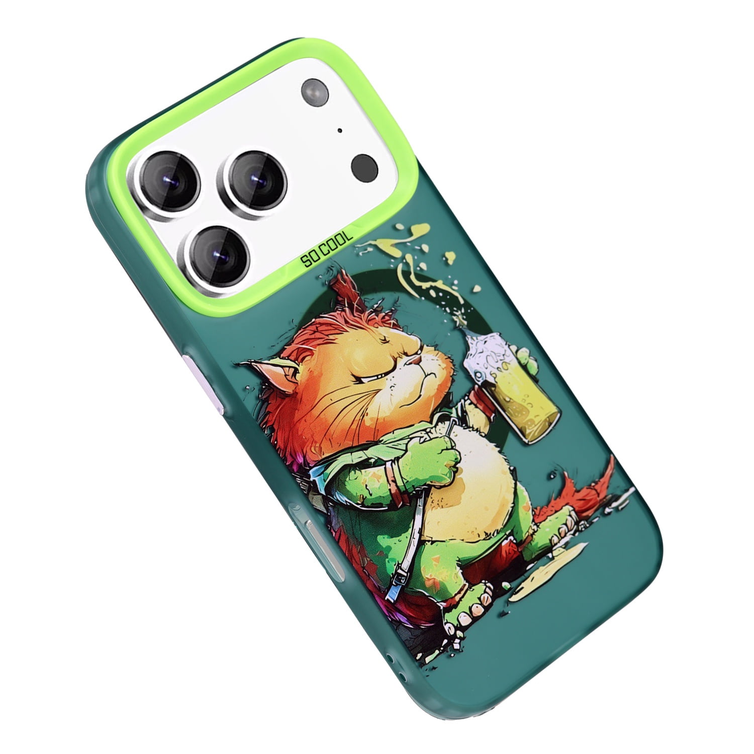 Animal Graffiti Design Wireless Charging Case for iPhone 17 Pro Max - Green