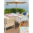 thumbnail image 6 of 52x70 Inch Outdoor Tablecloth with Umbrella Hole Zipper Rectangle Turquoise Easter Rectangular Tablecloths Outside Waterproof Spring Easter Bunny Eggs Floral Wooden Patio Table Cover for Picnic Party, 6 of 8