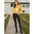 thumbnail image 3 of DARING DIVA Women's Frayed Button Up Washed Cropped Denim Jackets XL Mustard, 3 of 6