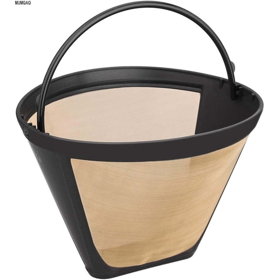 MUMQAQ Gold Coffee Filter - Permanent Reusable #4 Cone Shape Metal Coffee Filter Compatible for Ninja CFP301 CFP201 Coffee Accessories
