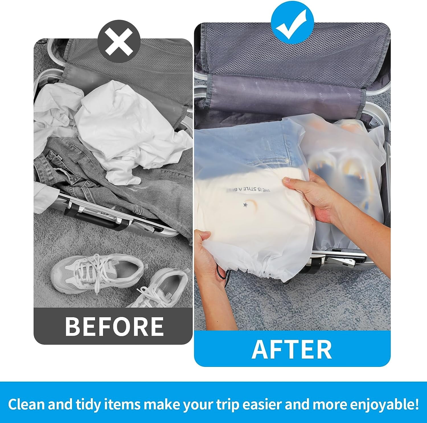 Shoe Bags for Travel, 5 PCS Large Transparent Travel Shoe Bags for Packing, Clear Drawstring Travel Shoe Storage Bag, Portable Shoes Organizer Pouch with Rope for Men and Women （17.3" X 12.6"）