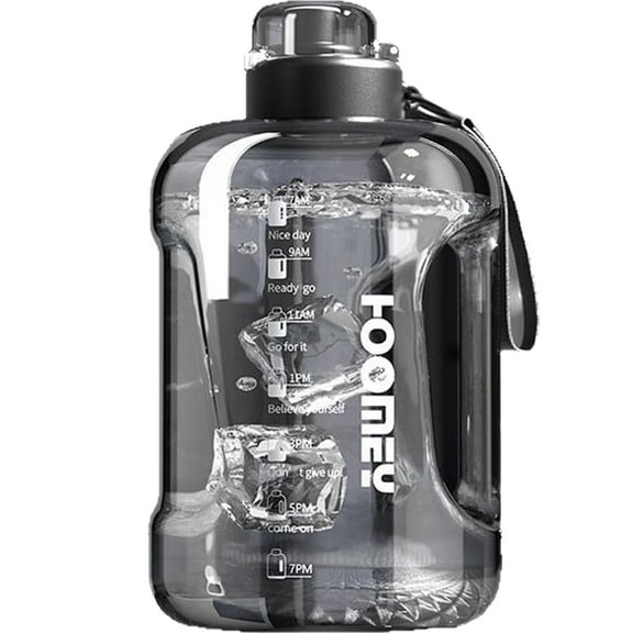 WEHUSE 50 oz Water Bottle with Time Marker - Straw & Chug Lid - BPA Free Half Gallon Gym Water Bottle with Handle - Big Gallon Jug