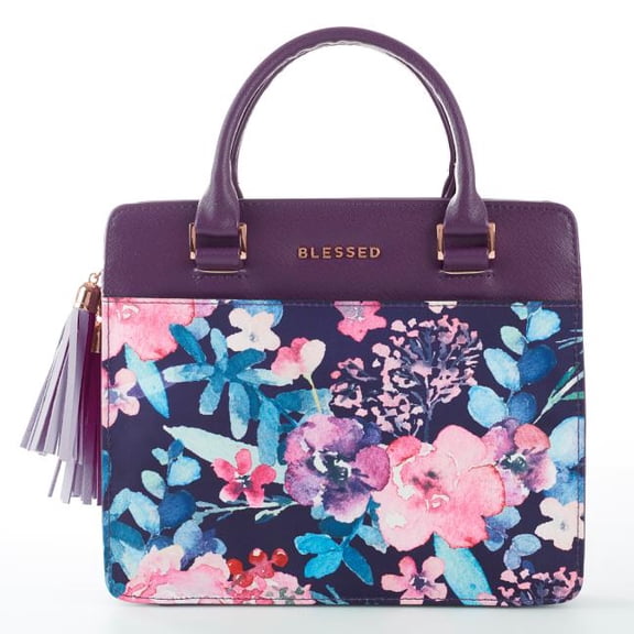 Blessed Purple Floral Purse-Style Bible Cover